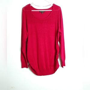 Lane Bryant 14/16 Red Knit Sweatshirt with Long Sleeves and Ribbed